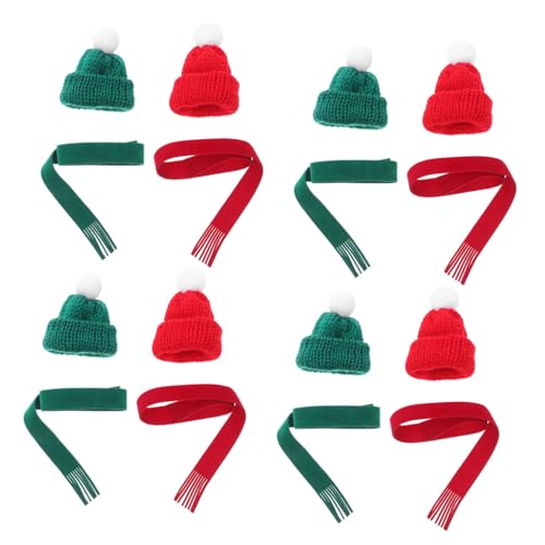 FUTUREORYY 20 Stück Teiliges Mini Strickset mit Kleinen Weihnachtsmützen und Winzigen Schals Weiche Langlebige Mini Schals für DIY Bastelprojekte für Puppen und Weihnachtsdekorationen von FUTUREORYY