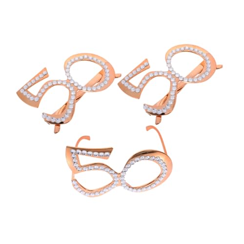 FUTUREORYY 3 Stück Geburtstagsbrille mit Glitzernummern in Roségold Lustige Partybrille für Erwachsene Wiederverwendbare Fotorequisiten für Jubiläums und Geburtstagsfeiern von FUTUREORYY