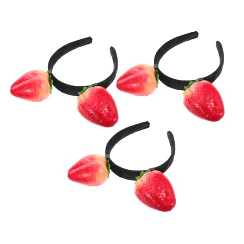 FUTUREORYY 3 Stück Teiliges Erdbeer Haarband Realistischer Frucht Design Haarreifen Lustiger Kopfschmuck für Festliche Partys Karneval Themenfeste und Fotorequisiten von FUTUREORYY