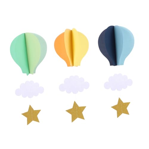 FUTUREORYY 3 Stück Teiliges Heißluftballon Hängedeko in Leuchtend Gelb Marineblau Dreidimensionale Shower Decke Dekoration für Kinderzimmer Party Fotoshooting Hintergrund von FUTUREORYY