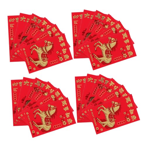 FUTUREORYY 30 Stück Chinesische Rote Umschläge Jahr Des Pferdes Prägefolie Hongbao Vielseitig Robust für Neujahr Hochzeit Firmenfeier Traditionelle Geldumschläge von FUTUREORYY