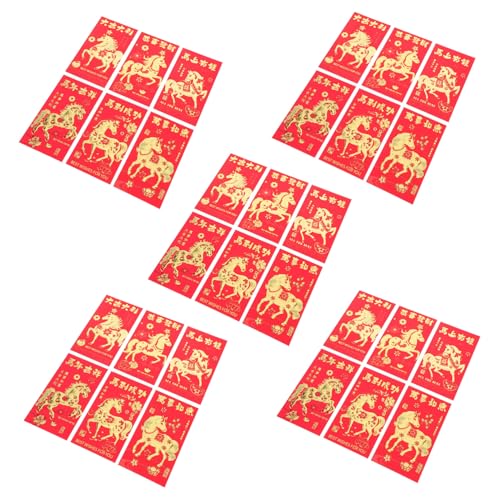 FUTUREORYY 30 Stück Jahr des Pferdroten Pakets Festivalumschläge chinesisches Hong-Bao chinesische neujahrsgeldumschläge Frühlingsfest Hongbao Kreatives Neujahrsumschlag Geldumschlag Papier von FUTUREORYY