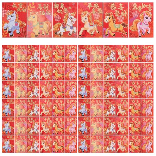 FUTUREORYY 300 Stück Rote Umschläge Zum Neujahr 2026, Chinesisches Hong Bao – Glücksgeldtasche Zum Jahr Des Pferdes Für Partyzubehör Zum Frühlingsfest FUTUREORYY 300 Stück Rote Umschläge Zum Neujahr 2026, Chinesisches Hong Bao – Glücksgeldtasche Zum Jahr Des Pferdes Für Partyzubehör Zum Frühlingsfest von FUTUREORYY