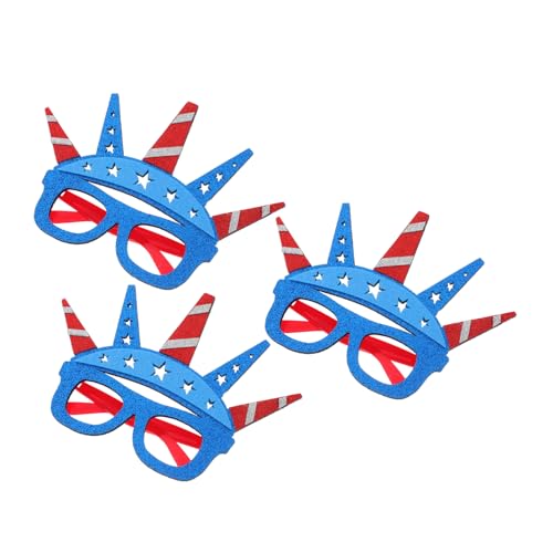 FUTUREORYY 3Stücke Unabhängigkeitstag Brillen Patriotische Sonnenbrillen mit Freiheitsstatue Design Lustige Requisiten für Feierlichkeiten Am Zubehör für Patriotische von FUTUREORYY
