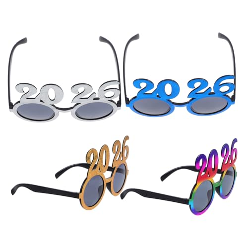 FUTUREORYY 4 Brillen 2026: Neujahrsbrille 2026 – Abschluss-sonnenbrille – Glitzer-zahlenbrille 2026 – Ausgefallene, Lustige Brille – Party-foto-requisiten FUTUREORYY 4 Brillen 2026: Neujahrsbrille 2026 – Abschluss-sonnenbrille – Glitzer-zahlenbrille 2026 – Ausgefallene, Lustige Brille – Party-foto-requisiten von FUTUREORYY