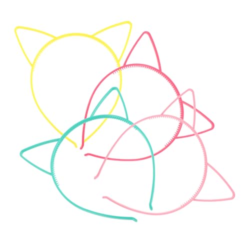 FUTUREORYY 4 Stück Bunte Kunststoff Katzenohren Haarbänder für Frauen und Leichtes Bequemes Stirnband in Rot Gelb Grün für Party Alltag und Kostüme von FUTUREORYY