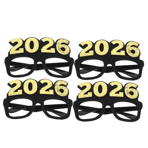 FUTUREORYY 4 Stück Partybrillen mit Glitzereffekt Nummernförmige Form Leichte Nye Sonnenbrillen Festliche Neujahrs-accessoires für Silvester-feiern und Fotorequisiten von FUTUREORYY