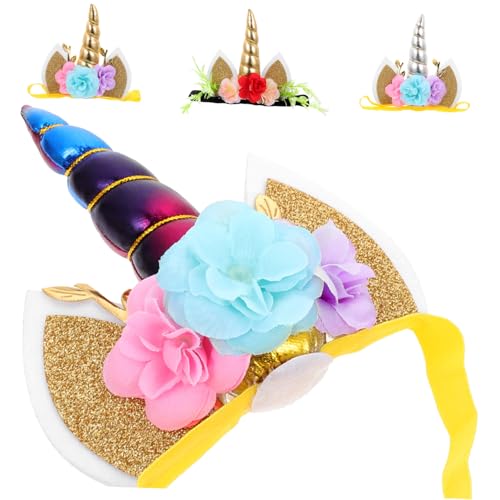 FUTUREORYY 4 Stück Teiliges Einhorn Haarband für Elastisch Modisch für Kostüm Themenpartys Geburtstag Cosplay für Mädchen Vielseitig Einsetzbar bei Festen und Feiern von FUTUREORYY