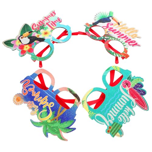 FUTUREORYY 4 Stück Teiliges Hawaii Partybrillen aus Lustige Tropische Sonnenbrillen mit Einzigartigem Design Leicht und Robust als Fotorequisiten für Sommerfeste Karneval und Musikfestivals von FUTUREORYY