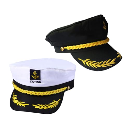 FUTUREORYY 4 Stück Teiliges Kapitänsmützen in Weiß und Schwarz Klassische Matrosen Yachtmützen für Karneval Cosplay Geburtstagsfeiern und Nautische Themenpartys Leicht und Tragbar für von FUTUREORYY
