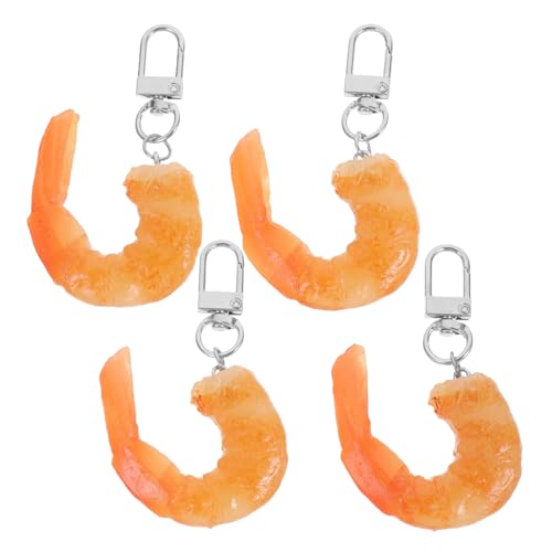 FUTUREORYY 4 Stück Teiliges Realistischer Imitations Garnelen Schlüsselanhänger Einzigartige Food Charms für Schlüssel Rucksäcke Handtaschen Multifunktionale Partygeschenke und Modische von FUTUREORYY