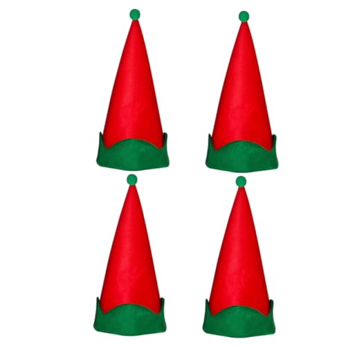 FUTUREORYY 4 Stück Weihnachts Elfenmützen Rot Festliche Kostüm Accessoires für Familien Zubehör von FUTUREORYY