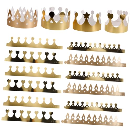 FUTUREORYY 40 Stück geburtstagsfeier dekoration geburtstagskrone partyhüte Partyhüte für Geburtstagsfeier Hut Kronen-Partygeschenke Geburtstag Königskrone Papier Golden von FUTUREORYY