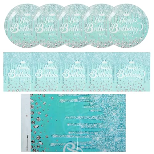 FUTUREORYY 41 Stück Geburtstagsparty liefert Glitzerdessertplatten Geburtstagsfeierdekorationen Geburtstagstortenplatten Glitzer-Geburtstagsparty-Zubehör Glitzer-Partyzubehör Papier Hellgrün von FUTUREORYY