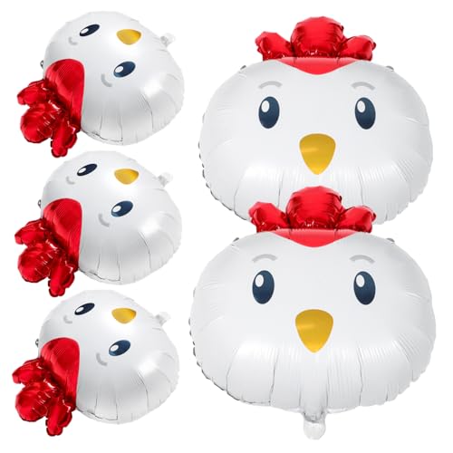 FUTUREORYY 5 Stück Küken-ballon Huhn-geburtstagsdekoration Hühnerballons Alles Zum Geburtstag Folienballon Hähnchen Folienballons Luftballons Mit Nutztieren Aluminiumfolie von FUTUREORYY