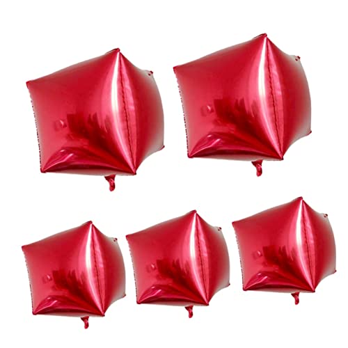 FUTUREORYY 5 Stück Teiliges Aluminium Folienballons in Rot Würfelförmig Wiederverwendbar Party Dekoration für Geburtstag Festival Hochzeit von FUTUREORYY
