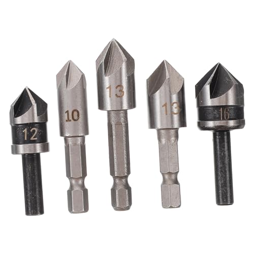 FUTUREORYY 5 Stück Teiliges Senkbohrer Set für Holz Hochpräzise Kegelsenker mit für Holzverarbeitung Möbelbau und Metallbearbeitung für Präzise Bohrungen und Kanten von FUTUREORYY