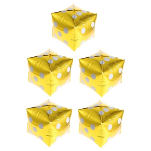 FUTUREORYY 5 Stück Teiliges Würfel folienballon Goldfarbene Aluminiumfolie Würfelförmige Partydeko Spielthemen deko Einfache Handhabung für Spielveranstaltungen FUTUREORYY 5 Stück Teiliges Würfel folienballon Goldfarbene Aluminiumfolie Würfelförmige Partydeko Spielthemen deko Einfache Handhabung für Spielveranstaltungen von FUTUREORYY