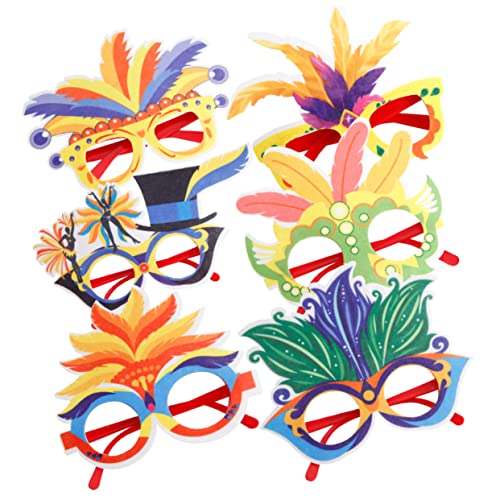 FUTUREORYY 6stücke Teiliges Bunte Partybrillen Mit Federn Lustige Brillen Für Karneval Maskerade Und Bühnenaufführungen Leicht Und Bequem Vielseitig Einsetzbar Für Jedes Alter von FUTUREORYY