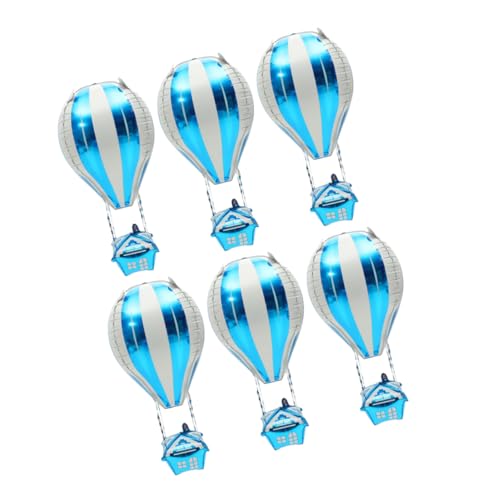 FUTUREORYY 6 Stück Heißluftballon Dekoration Partyballons Aluminium Heißluftballon Helium Dekorationsballon Heißluftballon Klassenzimmer Dekoration Cartoon Ballons Himmelblaue von FUTUREORYY