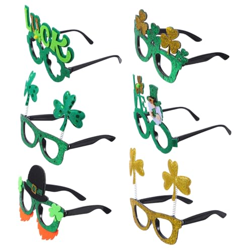 FUTUREORYY 6 Stück Kleebrille Gläser Irische Brille Foto -requisiten Dekoration Zum St. Patrick's Day Brillengestelle St. Patrick's Day Foto Requisiten Partybrillen St Patrick Brille Plastik von FUTUREORYY