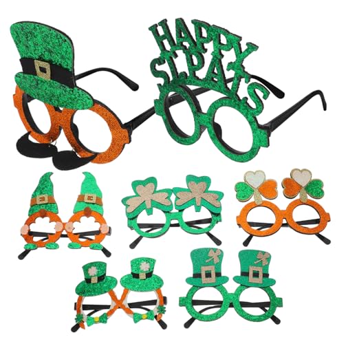 FUTUREORYY 7 Teilige Party Dekorationsbrille Mit St Patricks Day Sonnenbrille St Patricks Day Brille St Patricks Day Dekorationen Kleeblatt Sonnenbrille Kleeblatt Brille Grünes von FUTUREORYY