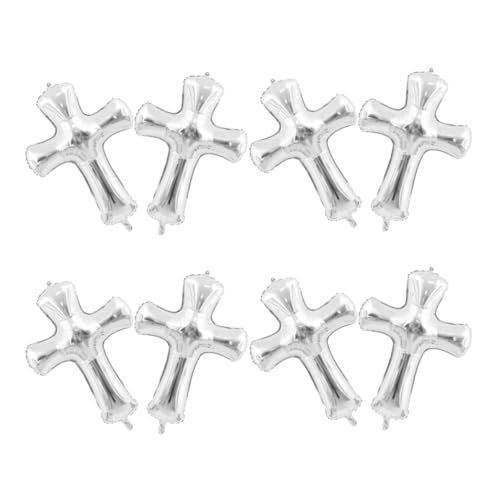 FUTUREORYY 8 Stück Teiliges Aluminiumfolie Kreuz Ballon Silber und Langlebig Taufe und Shower Deko Vielseitig für Wand Fenster Tür Festliche Partydekoration und Fotoshootings von FUTUREORYY