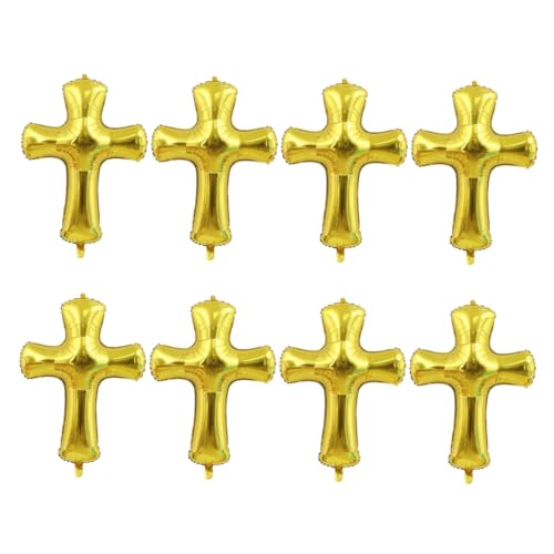 FUTUREORYY 8 Stück Teiliges Folienballon Kreuzform Gold Shower Dekoration Vielseitige Partyballons für Taufe Geburtstag Kommunion und Festliche Anlässe von FUTUREORYY