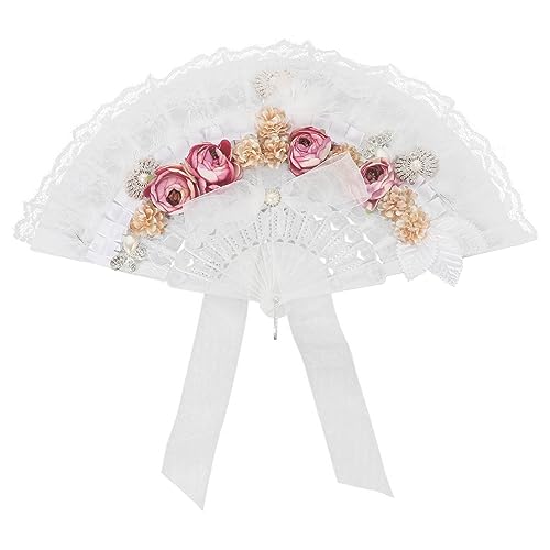 FUTUREORYY Faltfächer für Bräute Eleganter Handfächer mit Blumen und Spitzenmotiv für Hochzeiten Junggesellinnenabschiede und Festliche Anlässe Leicht und Tragbar Perfektes Brautaccessoire von FUTUREORYY