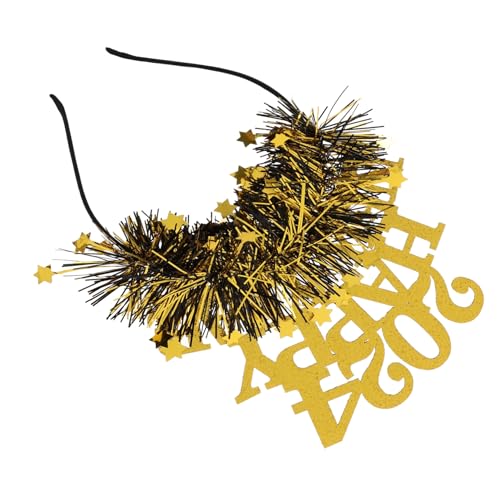 FUTUREORYY Frohes Neues Jahr Party Haarreif Goldfarben Leichtes Strapazierfähiges Kopfschmuck accessoire für Damen und Herren für Silvester Festtagsfeiern von FUTUREORYY