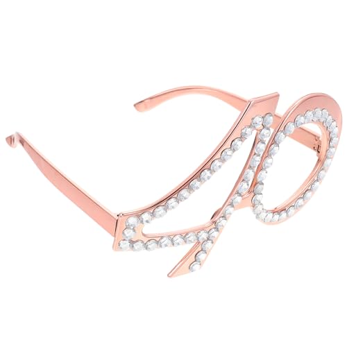 FUTUREORYY Geburtstagsbrille Kristalloptik Partybrille Reusable Zahlenbrille Rosegold Fotorequisite für Erwachsene Spaß Dekoration von FUTUREORYY