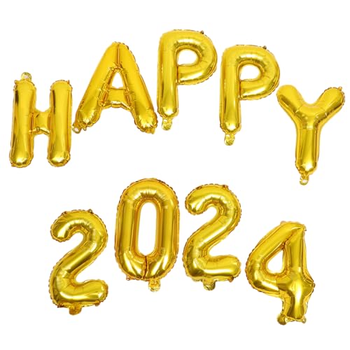 FUTUREORYY Goldene Folienballons Happy Neujahrsdeko Partyballons für Jahreswechsel Feierlichkeiten Aluminiumfolie Luftdicht Wand Tischdekoration von FUTUREORYY