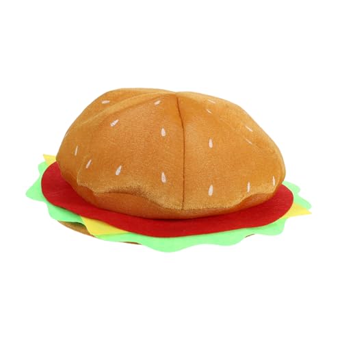 FUTUREORYY Lustige Burger Mütze Gelb Cartoon Partyhut Weicher Beret Hut für Damen Karneval Kostüm Halloween Fotorequisite Kreatives Fast Food Accessoire von FUTUREORYY