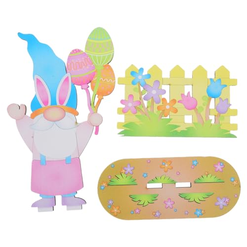 FUTUREORYY Osterdekorationen Rustikal Tafelaufsteller Schilder Ornament Urlaub Klein Tisch Drinnen Frühling Hase Gnom Geburtstagsdekoration Fröhliches Osterzeichen Hölzern von FUTUREORYY