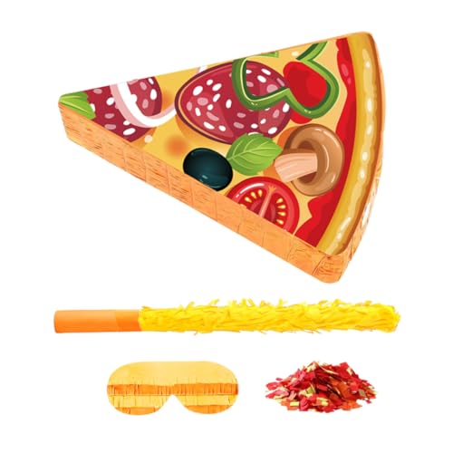 FUTUREORYY Pizza Party Pinata mit Augenbinde und Konfetti Lustiges Food Themed Geburtstagsdeko für Einfache Aufhängung für Cinco De Mayo Feierlichkeiten FUTUREORYY Pizza Party Pinata mit Augenbinde und Konfetti Lustiges Food Themed Geburtstagsdeko für Einfache Aufhängung für Cinco De Mayo Feierlichkeiten von FUTUREORYY