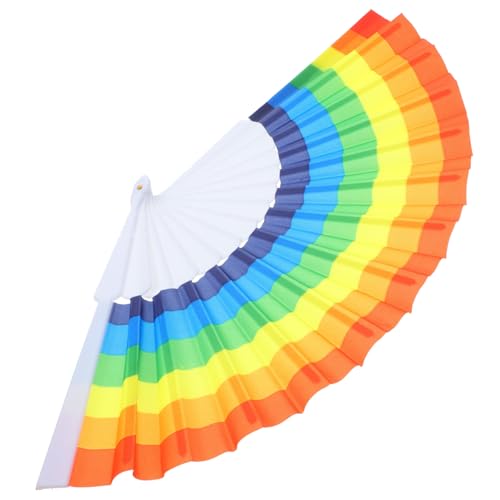 FUTUREORYY Regenbogen Faltfächer Kunststoff Bunter Handlich Tragbar Lgbtq Party Dekoration Sommerlicher Handfächer für Damen und Herren von FUTUREORYY