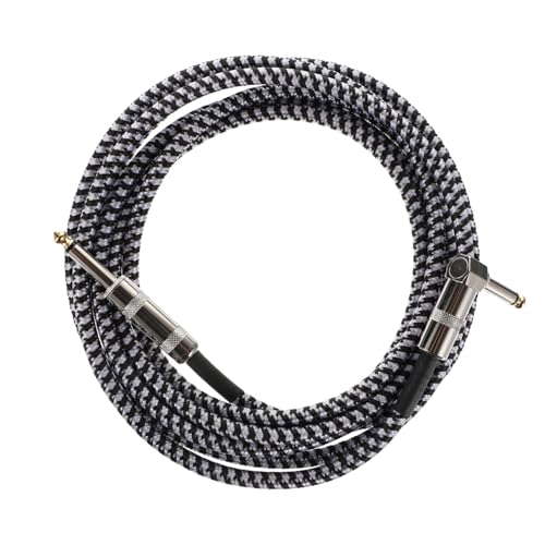 FUTUREORYY Schwarzes Weiß Geflochtenes Gitarrenkabel Flexibles Instrumentenkabel Rechtwinklig Zu Gerade Stecker Für Effektpedale Bühne Live Performance FUTUREORYY Schwarzes Weiß Geflochtenes Gitarrenkabel Flexibles Instrumentenkabel Rechtwinklig Zu Gerade Stecker Für Effektpedale Bühne Live Performance von FUTUREORYY