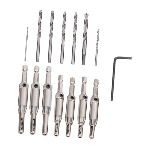 FUTUREORYY Teiliges Senkbohrer Set Holz mit Sechskant Schaft Vielseitiger Holzbohrer für Bohren Entgraten Versenken und Aufweiten mit Schraubenschlüssel für Heimwerker und Holzarbeiten von FUTUREORYY