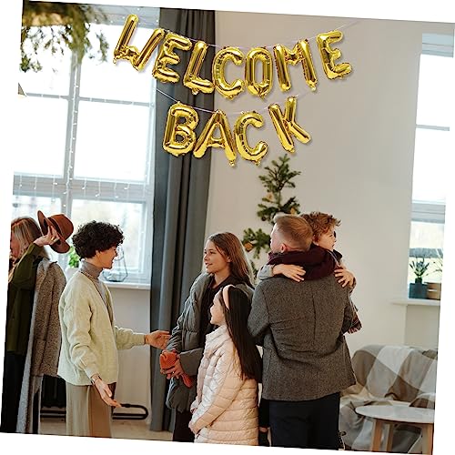 FUTUREORYY Welcome Back Folienballons Goldene Buchstaben für Schulparty Dekoration Wiederverwendbar Klar Lesbar für Klassenzimmer Fenster Bühne und Foto Hintergrund von FUTUREORYY