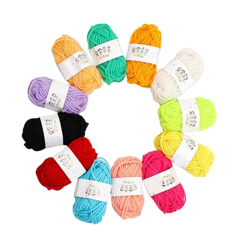 12 Farben, 4-lagiges Häkelgarn, Handstrickgarn, einfach zu verwenden, weiches Garn, buntes Garn für Mützen, Schals, Decken 12 Farben, 4-lagiges Häkelgarn, Handstrickgarn, einfach zu verwenden, weiches Garn, buntes Garn für Mützen, Schals, Decken von FUUGlan