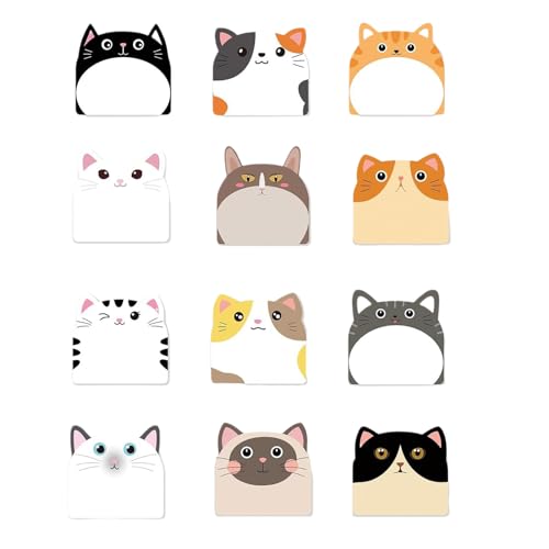 12 x Cartoon-Katzen-Haftnotizen, Papier, aschhart, Notizblock, Memo-Block, unliniert, Haftnotizen, Erinnerung an Kühlschränke, Tür, Computer 12 x Cartoon-Katzen-Haftnotizen, Papier, aschhart, Notizblock, Memo-Block, unliniert, Haftnotizen, Erinnerung an Kühlschränke, Tür, Computer von FUUGlan