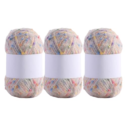 3 Rollen Strickgarn, Regenbogenfarben, Punkte, Mohair-Garn, weiches Garn, bequemes Häkelgarn, Strickzubehör für Handwerk von FUUGlan