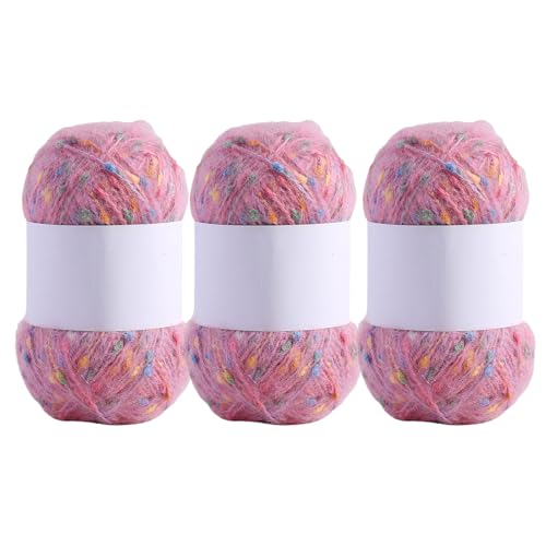 3 Rollen Strickgarn, Regenbogenfarben, Punkte, Mohair-Garn, weiches Garn, bequemes Häkelgarn, Strickzubehör für Handwerk 3 Rollen Strickgarn, Regenbogenfarben, Punkte, Mohair-Garn, weiches Garn, bequemes Häkelgarn, Strickzubehör für Handwerk von FUUGlan