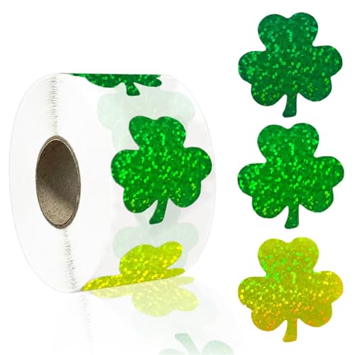 Aufkleber in Blattform, wasserabweisend, für Scrapbooking, Briefumschlag, Patrick's Day, Festival, Zubehör, Kleeblatt-Aufkleber, 500 Stück von FUUGlan