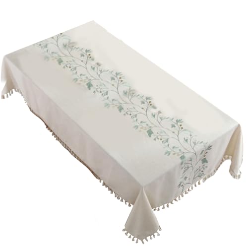 FUUGlan Rechteckige Tischdecke mit Quasten, Baumwolle, Leinen, waschbar, staubdicht, Couchtischdecke für Küche, Picknicks FUUGlan Rechteckige Tischdecke mit Quasten, Baumwolle, Leinen, waschbar, staubdicht, Couchtischdecke für Küche, Picknicks von FUUGlan