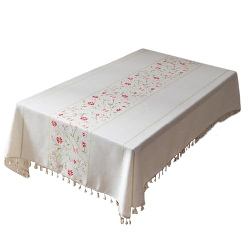 FUUGlan Rechteckige Tischdecke mit Quasten, Baumwolle, Leinen, waschbar, staubdicht, Couchtischdecke für Küche, Picknicks FUUGlan Rechteckige Tischdecke mit Quasten, Baumwolle, Leinen, waschbar, staubdicht, Couchtischdecke für Küche, Picknicks von FUUGlan