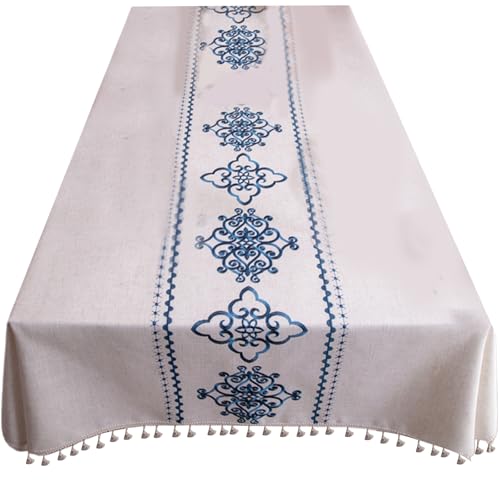 FUUGlan Rechteckige Tischdecke mit Quasten, Baumwolle, Leinen, waschbar, staubdicht, Couchtischdecke für Küche, Picknicks FUUGlan Rechteckige Tischdecke mit Quasten, Baumwolle, Leinen, waschbar, staubdicht, Couchtischdecke für Küche, Picknicks von FUUGlan