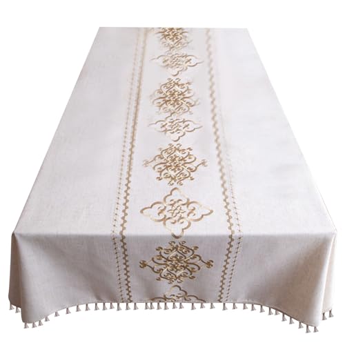 FUUGlan Rechteckige Tischdecke mit Quasten, Baumwolle, Leinen, waschbar, staubdicht, Couchtischdecke für Küche, Picknicks FUUGlan Rechteckige Tischdecke mit Quasten, Baumwolle, Leinen, waschbar, staubdicht, Couchtischdecke für Küche, Picknicks von FUUGlan