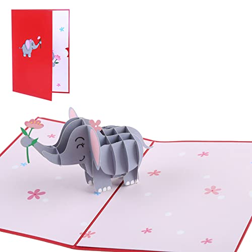 Geburtstagskarte für Mädchen, Kinder, Ehefrau, Ehemann, 3D-Elefant, für Grußkarten, mit Umschlag, Postkarten, Geschenke von FUUGlan