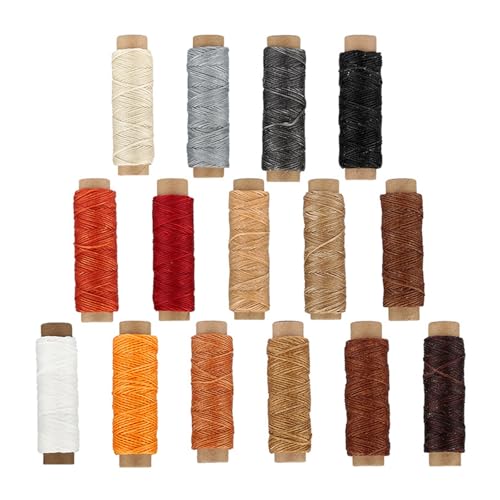 Leder-Nähgarn, gewachstes Garn-Set, Nähgarn, gewachstes Garn für Schuhe, Reparatur von Lederprojekten, 15 Farben Leder-Nähgarn, gewachstes Garn-Set, Nähgarn, gewachstes Garn für Schuhe, Reparatur von Lederprojekten, 15 Farben von FUUGlan